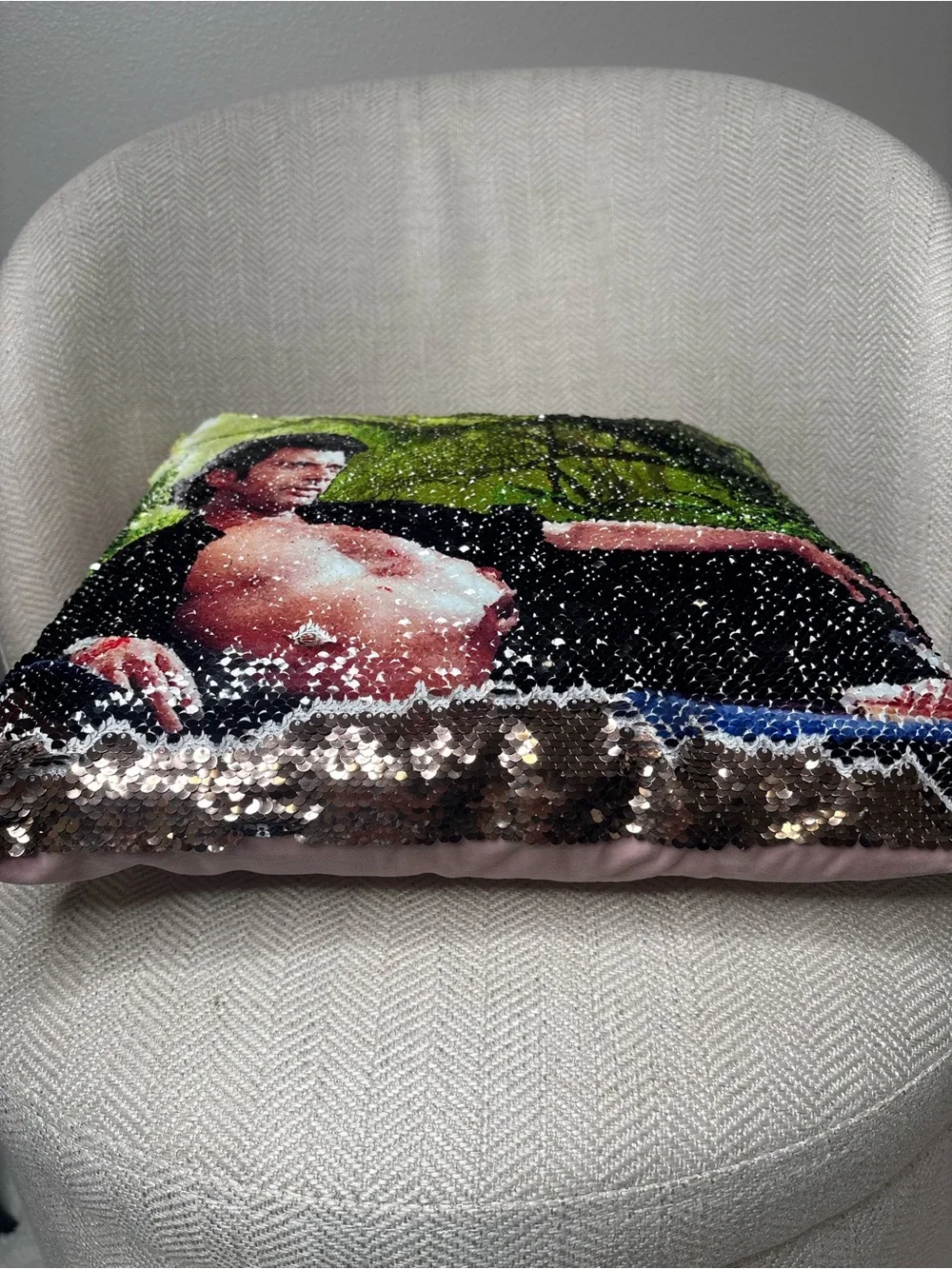 Jeff Goldblum Jurassic Park Reversible Sequin Flip Pillow 15 X 15 Cushion Decor